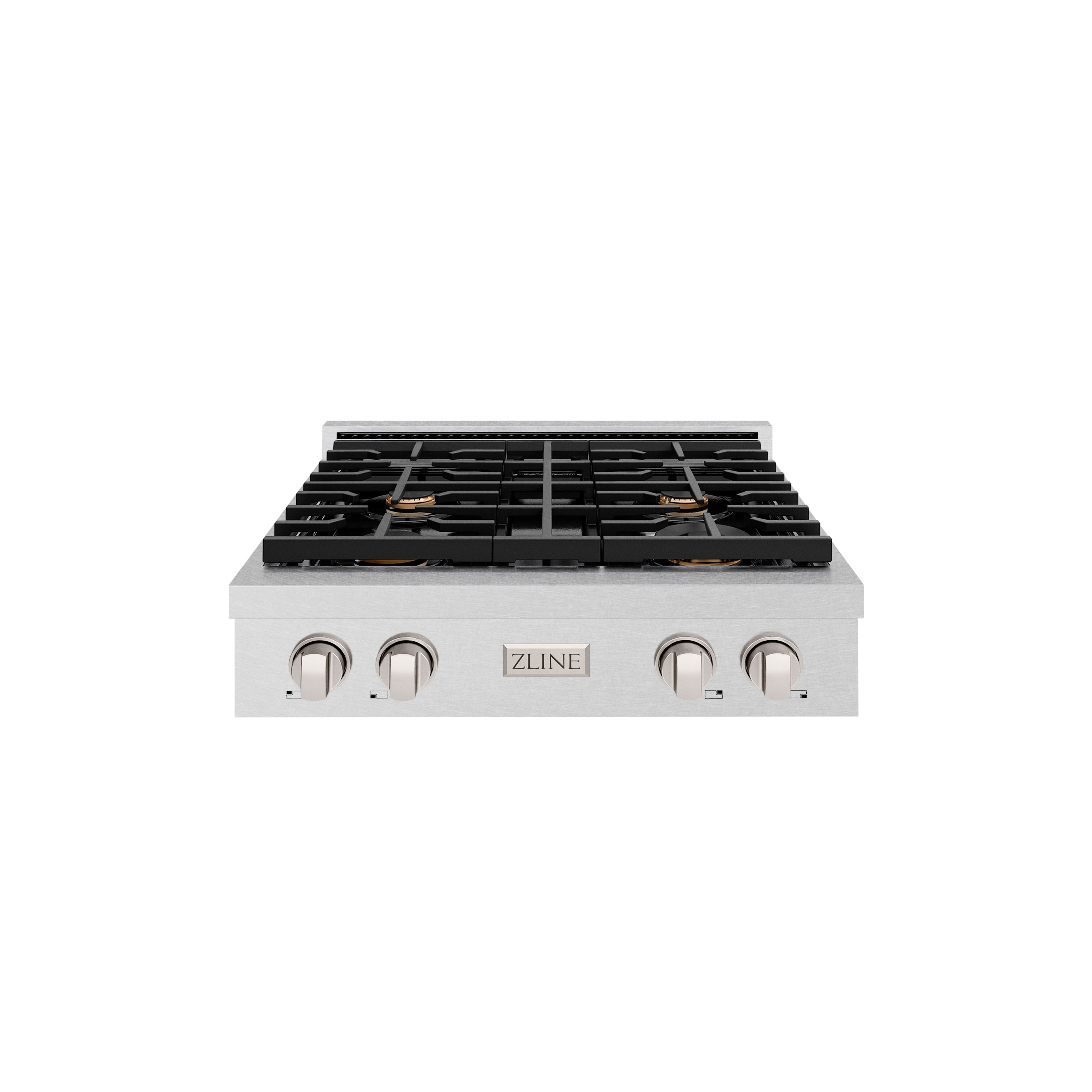 ZLINE 30 in. Paramount Gas Rangetop with 4 Brass Burners and Porcelain Cooktop in DuraSnow® Stainless Steel (SRTS-BR-30)