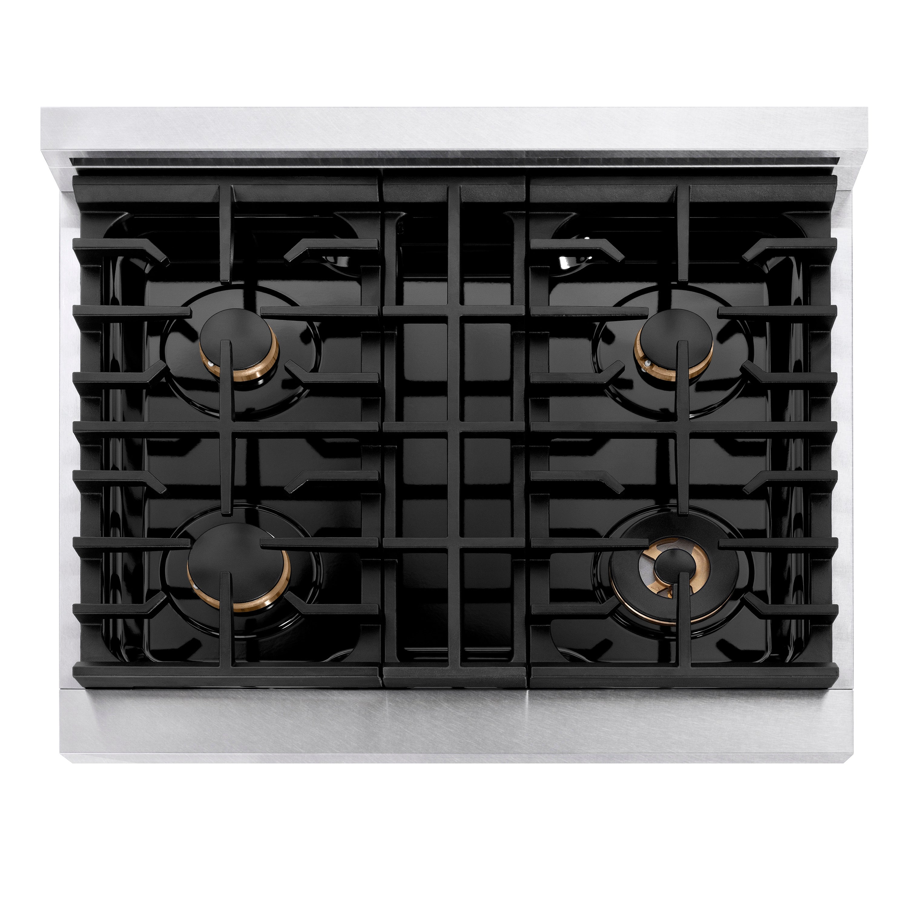 ZLINE 30 in. Paramount Gas Rangetop with 4 Brass Burners and Porcelain Cooktop in DuraSnow® Stainless Steel (SRTS-BR-30)