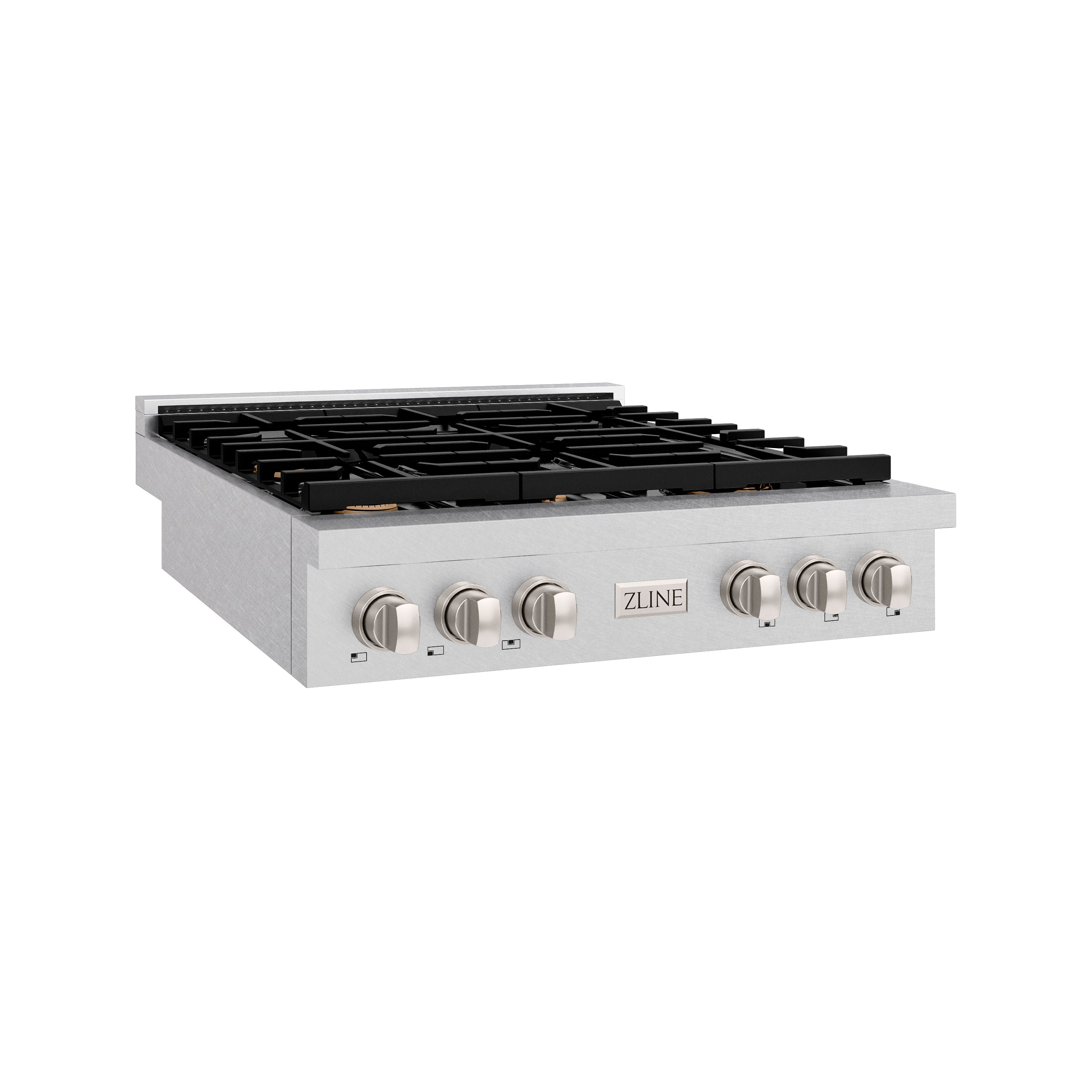 ZLINE 36 in. Paramount Gas Rangetop with 6 Brass Burners and Porcelain Cooktop in DuraSnow® Stainless Steel (SRTS-BR-36)