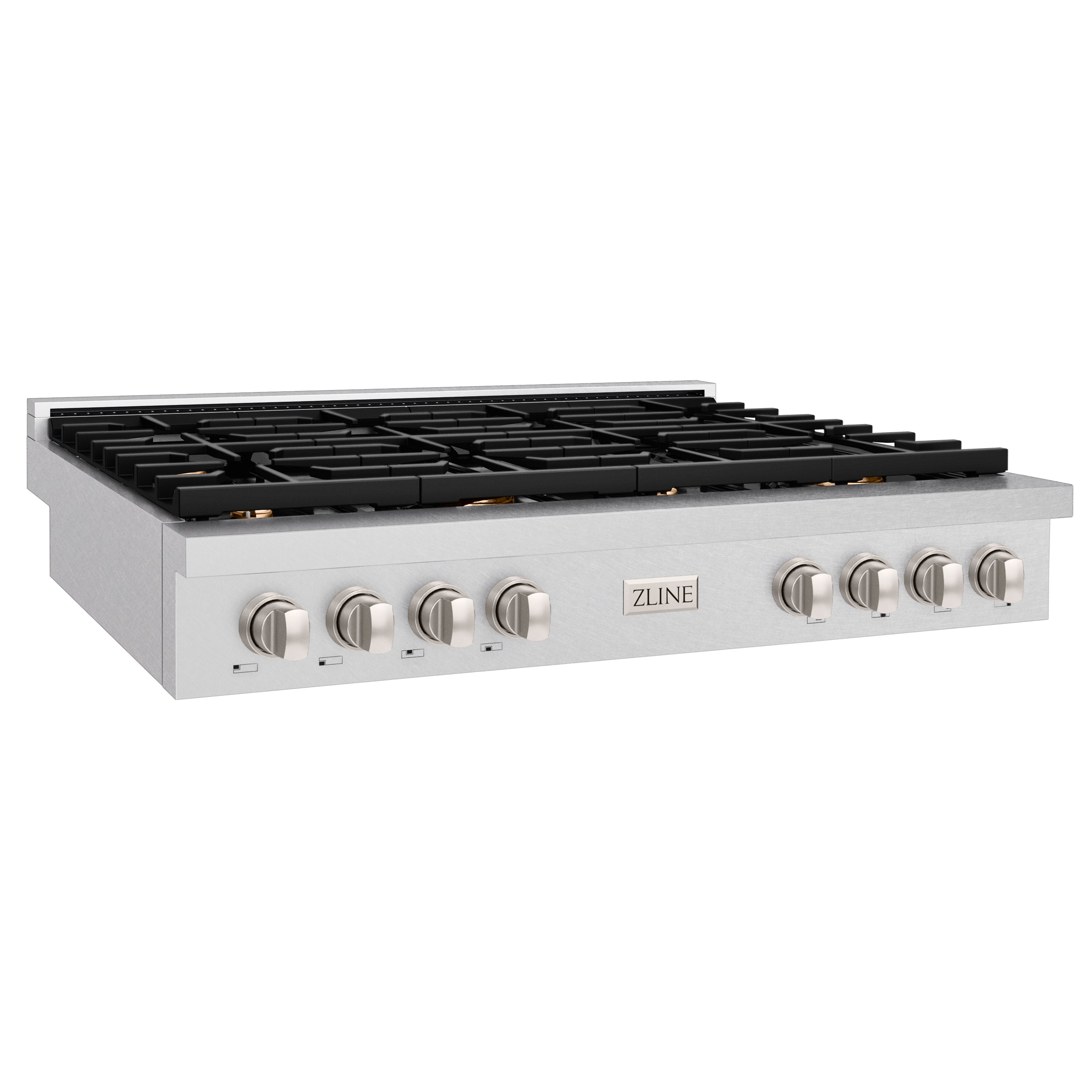 ZLINE 48 in. Paramount Gas Rangetop with 8 Brass Burners and Porcelain Cooktop in DuraSnow® Stainless Steel (SRTS-BR-48)