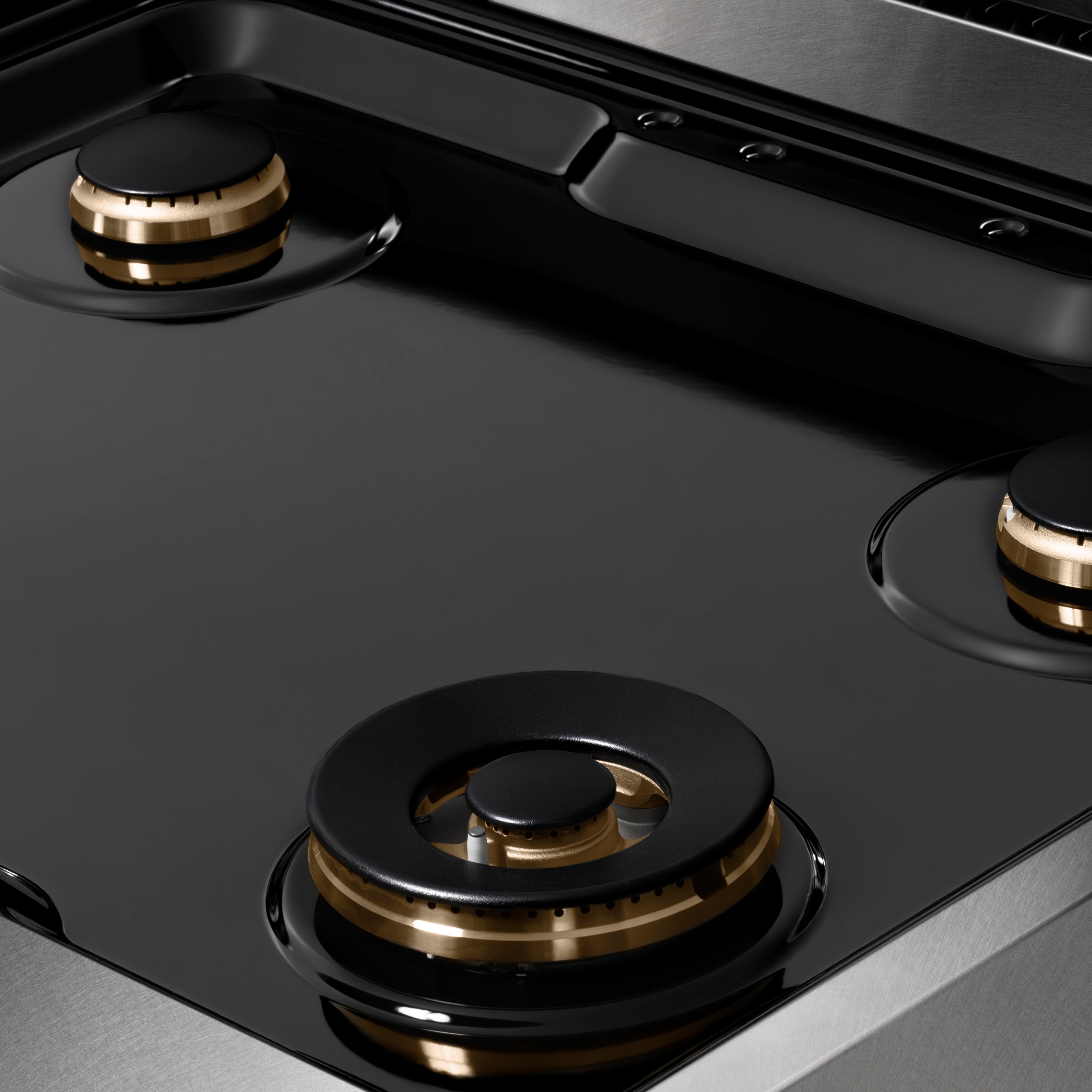 ZLINE 30 in. Autograph Edition Paramount Gas Rangetop with 4 Burners and Porcelain Cooktop in DuraSnow® Stainless Steel with Champagne Bronze Accents (SRTSZ-30-CB)