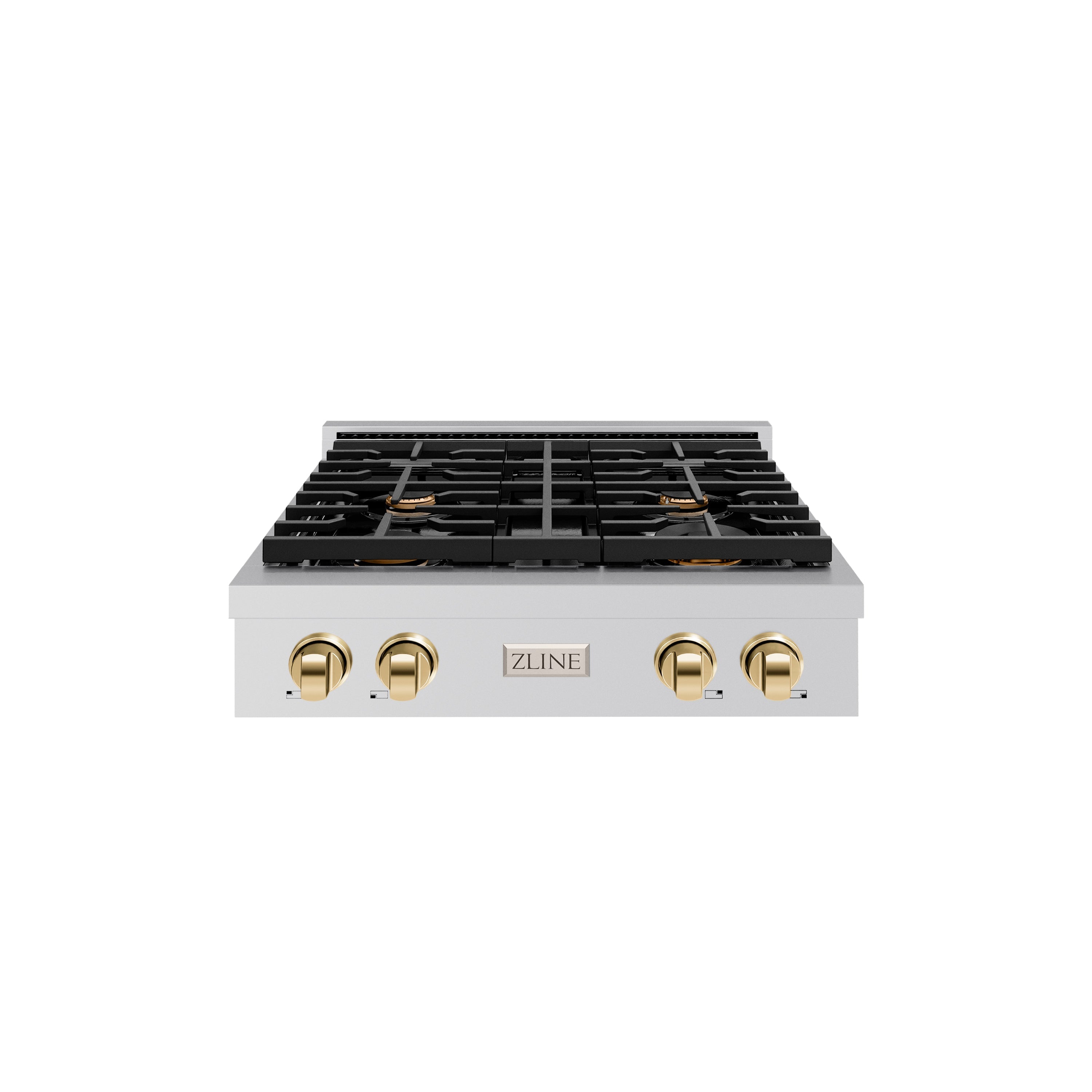 ZLINE 30 in. Autograph Edition Paramount Gas Rangetop with 4 Burners and Porcelain Cooktop in Stainless Steel with Polished Gold Accents (SRTZ-30-G)