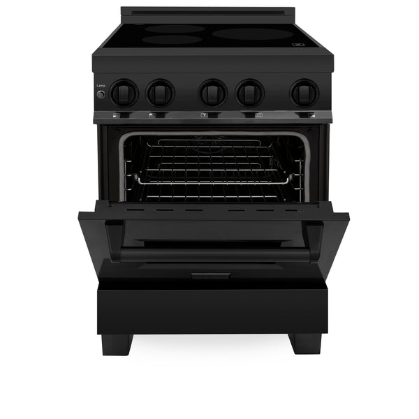 Products ZLINE 24" 2.8 cu. ft. Induction Range with a 3 Element Stove and Electric Oven in Black Stainless Steel (RAIND-BS-24)