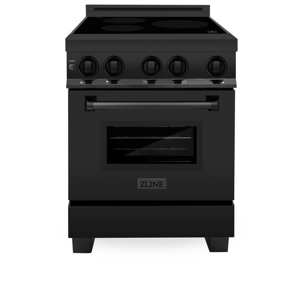 Products ZLINE 24" 2.8 cu. ft. Induction Range with a 3 Element Stove and Electric Oven in Black Stainless Steel (RAIND-BS-24)