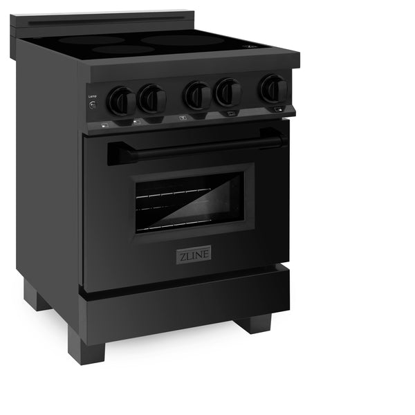 Products ZLINE 24" 2.8 cu. ft. Induction Range with a 3 Element Stove and Electric Oven in Black Stainless Steel (RAIND-BS-24)