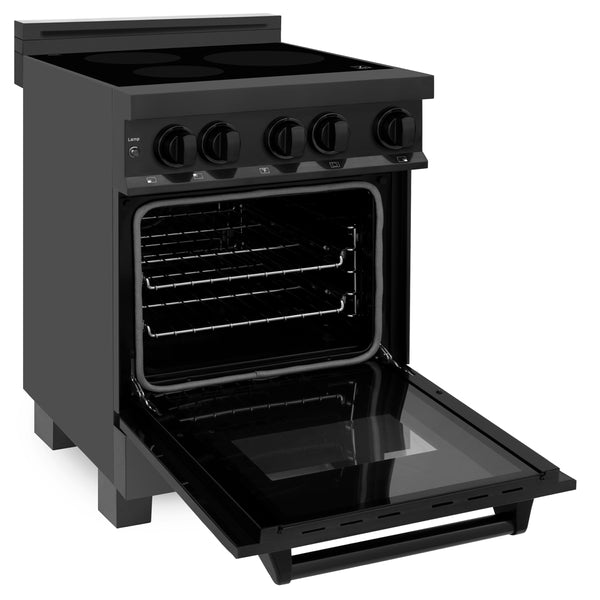 Products ZLINE 24" 2.8 cu. ft. Induction Range with a 3 Element Stove and Electric Oven in Black Stainless Steel (RAIND-BS-24)