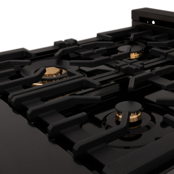 ZLINE 30 in. Porcelain Rangetop in Black Stainless with 4 Gas Brass Burners (RTB-BR-30)