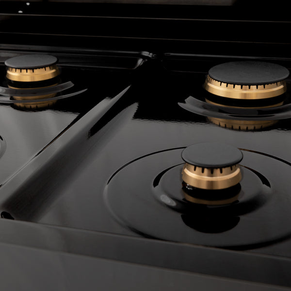 ZLINE 30 in. Porcelain Rangetop in Black Stainless with 4 Gas Brass Burners (RTB-BR-30)