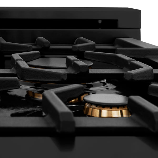 ZLINE 30 in. Porcelain Rangetop in Black Stainless with 4 Gas Brass Burners (RTB-BR-30)