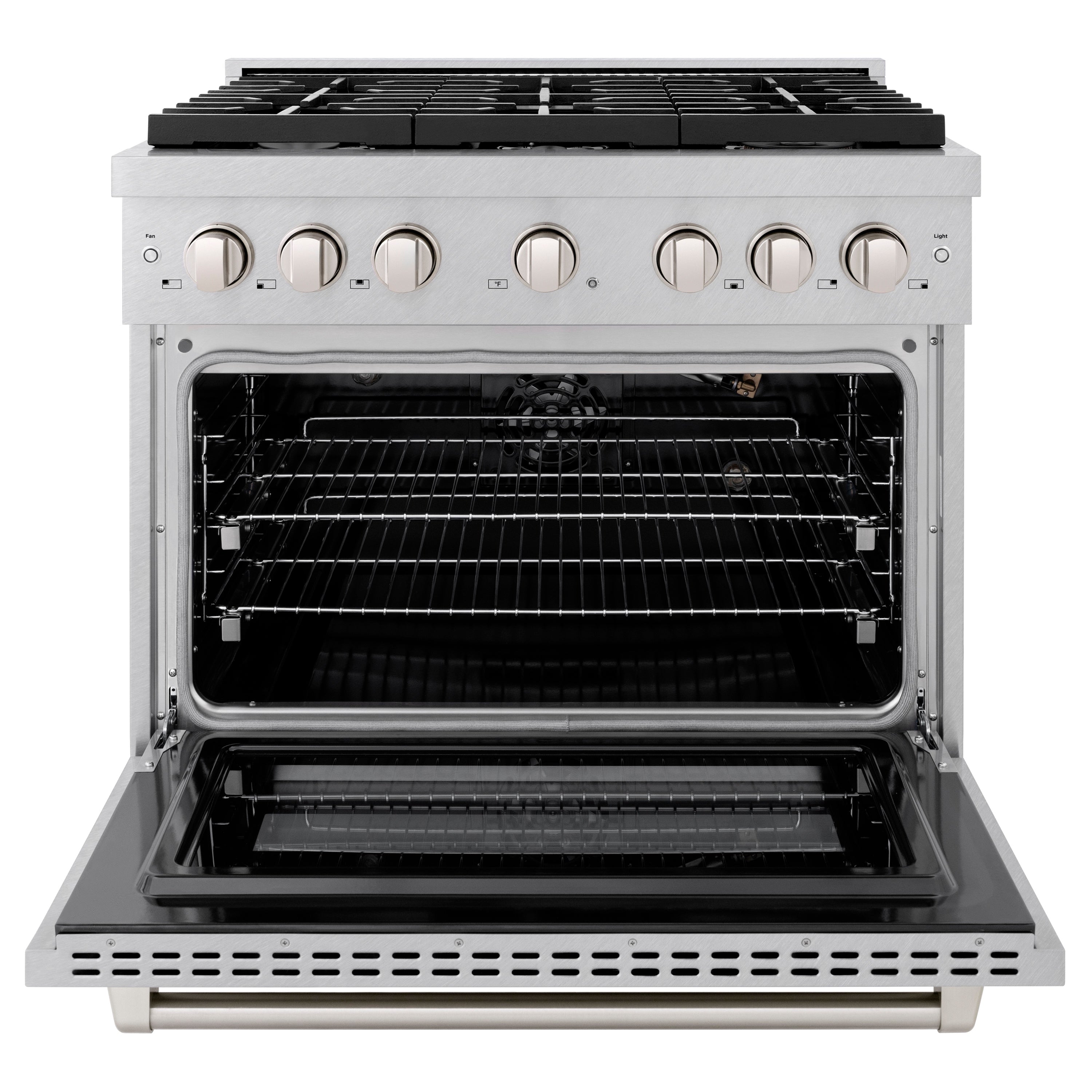 ZLINE 36 in. 5.2 cu. ft. 6 Burner Gas Range with Convection Gas Oven in DuraSnow® Stainless Steel (SGRS-36)