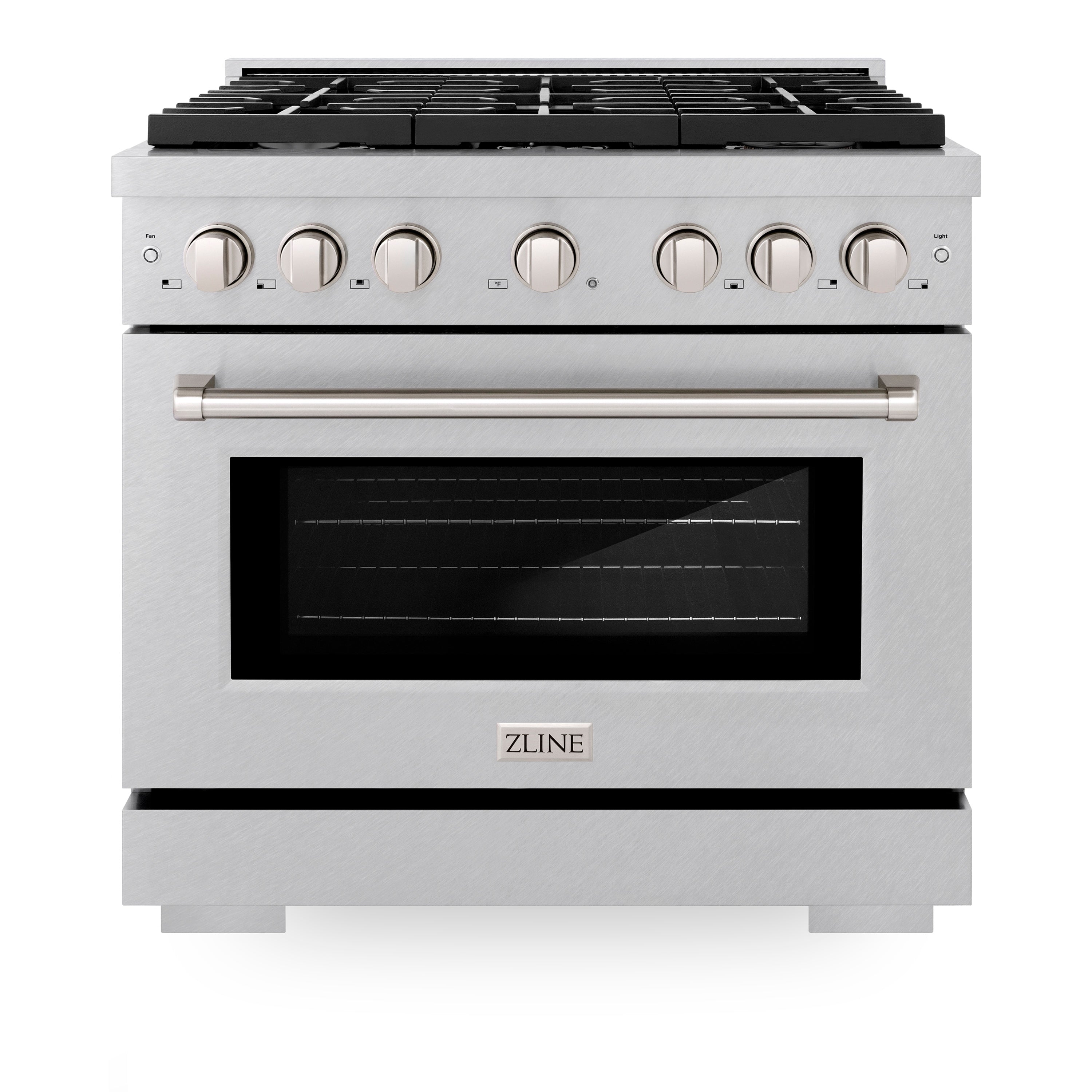 ZLINE 36 in. 5.2 cu. ft. 6 Burner Gas Range with Convection Gas Oven in DuraSnow® Stainless Steel (SGRS-36)