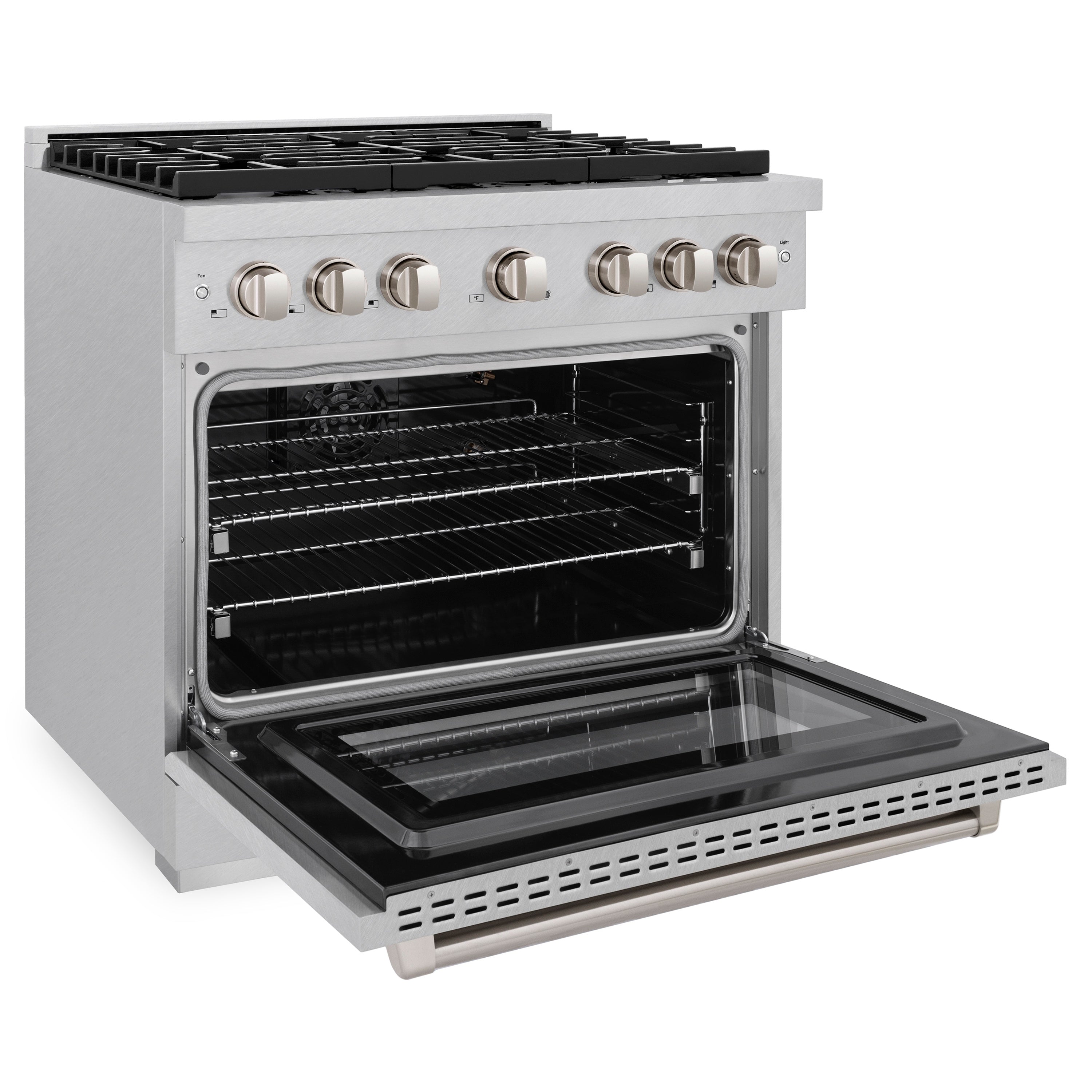 ZLINE 36 in. 5.2 cu. ft. 6 Burner Gas Range with Convection Gas Oven in DuraSnow® Stainless Steel (SGRS-36)