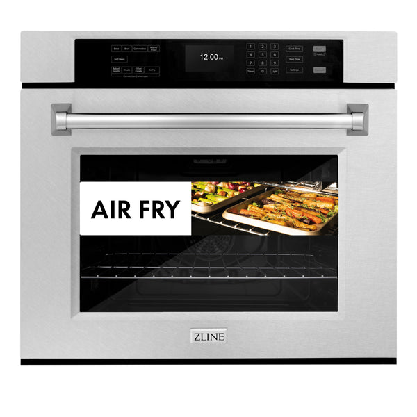 ZLINE 30 in. Professional True Convection Single Wall Oven with Air Fry and Self Clean in DuraSnow® Stainless Steel (WASS-30)