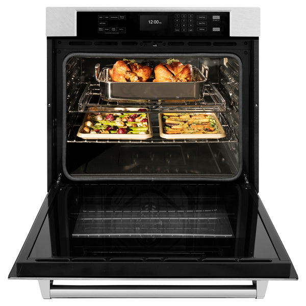 ZLINE 30 in. Professional True Convection Single Wall Oven with Air Fry and Self Clean in DuraSnow® Stainless Steel (WASS-30)