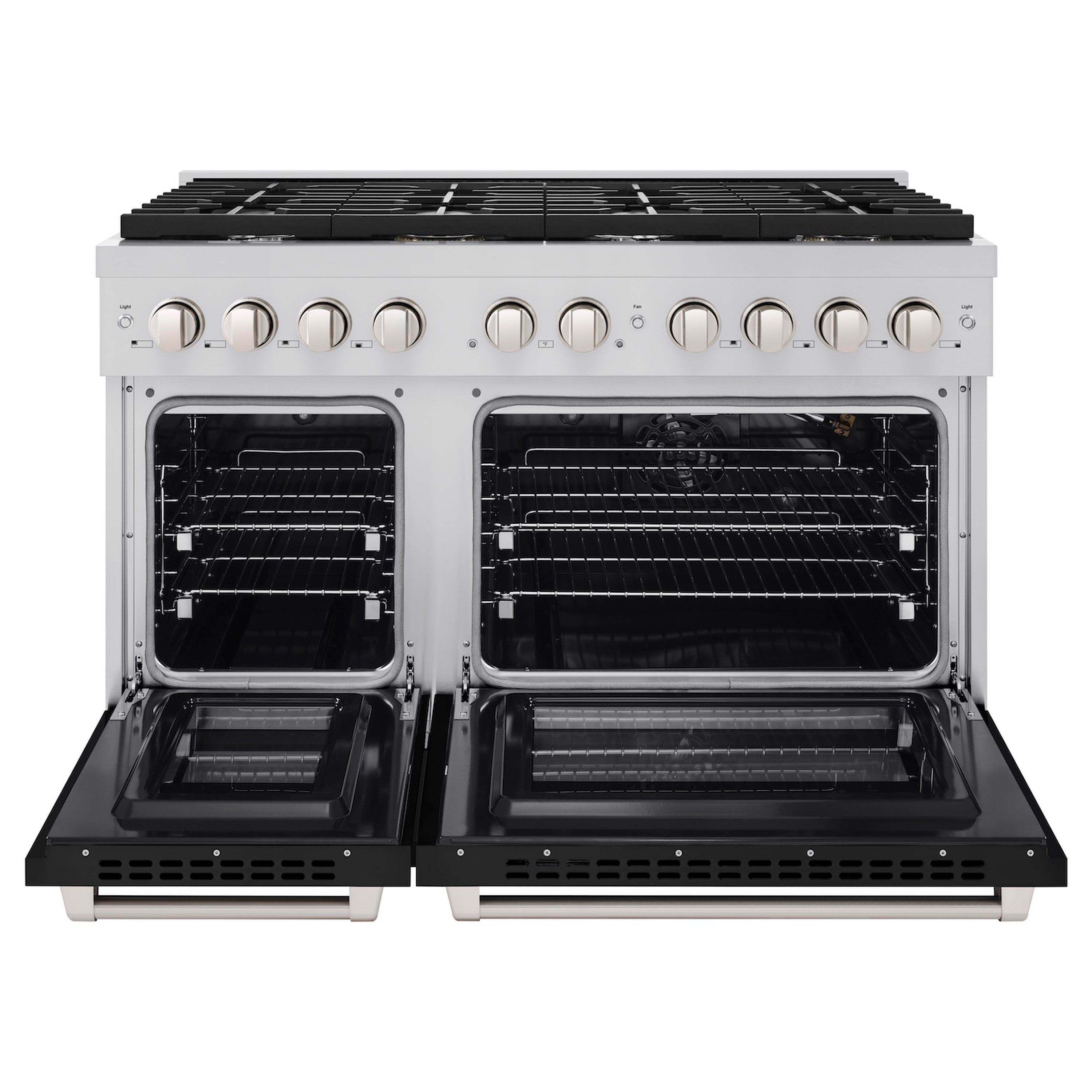 ZLINE 48 in. 6.7 cu. ft. 8 Burner Double Oven Gas Range in Stainless Steel with Black Matte Doors (SGR-BLM-48)