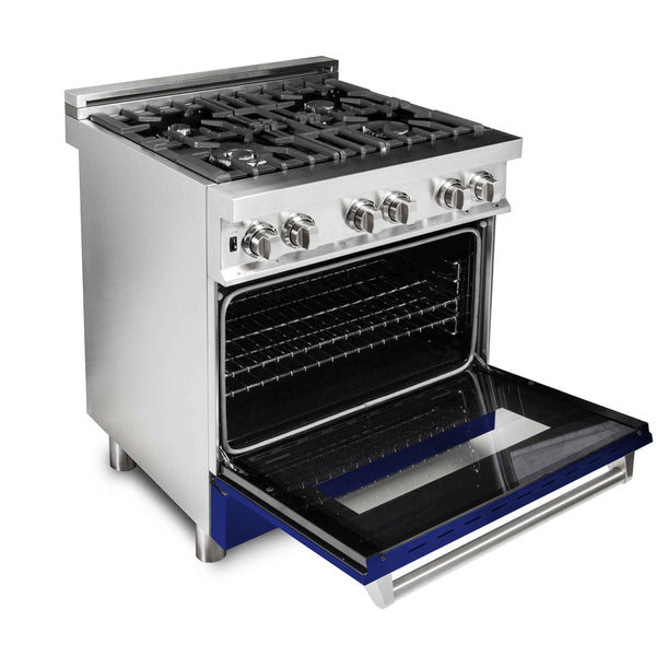 ZLINE 30" 4.0 cu. ft. Dual Fuel Range with Gas Stove and Electric Oven in Stainless Steel with Color Door Options (RA30)