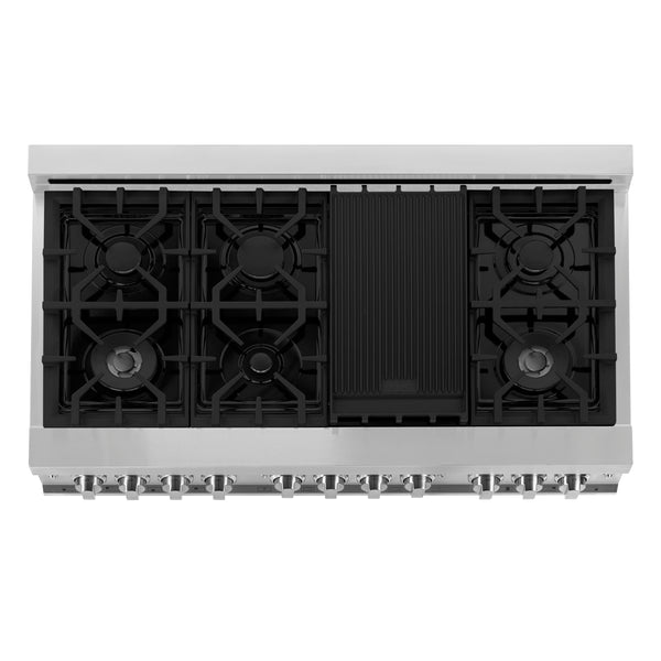 ZLINE 48" Kitchen Package with Stainless Steel Dual Fuel Range, Convertible Vent Range Hood and Tall Tub Dishwasher (3KP-RARH48-DWV)