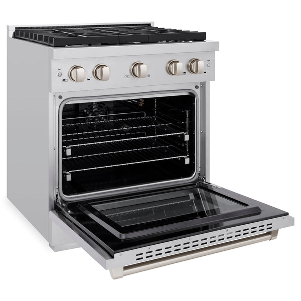 ZLINE Appliances 30" Kitchen Package with Stainless Steel Gas Range and Convertible Vent Range Hood (2KP-SGRRH30)