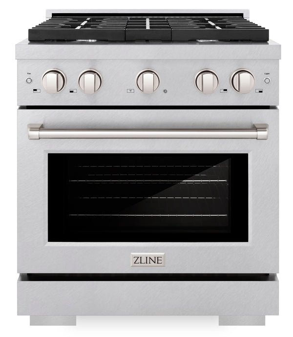 ZLINE 30 in. 4.2 cu. ft. 4 Burner Gas Range with Convection Gas Oven in DuraSnow® Stainless Steel (SGRS-30)