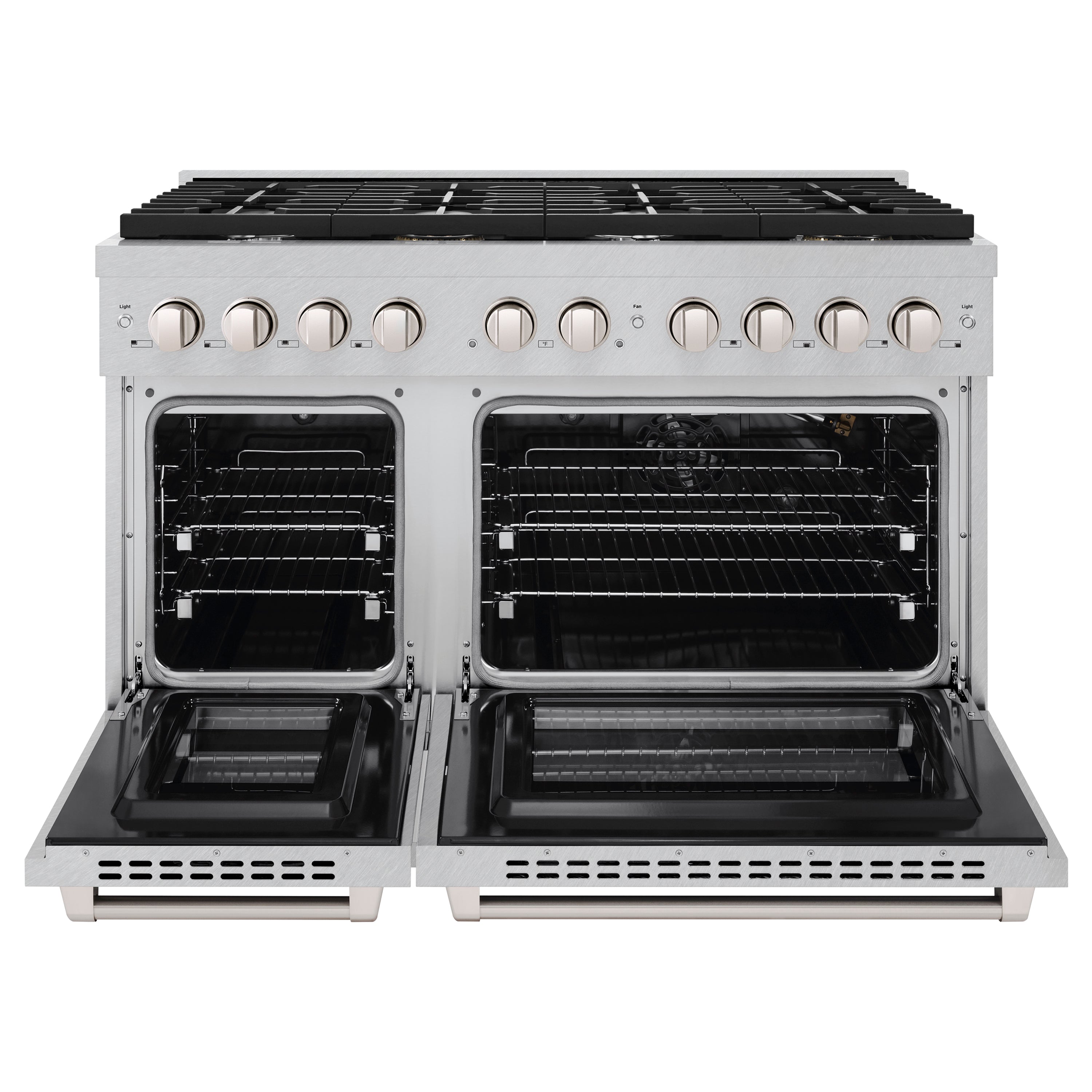 ZLINE 48 in. 6.7 cu. ft. 8 Burner Double Oven Gas Range in DuraSnow® Stainless Steel (SGRS-48)