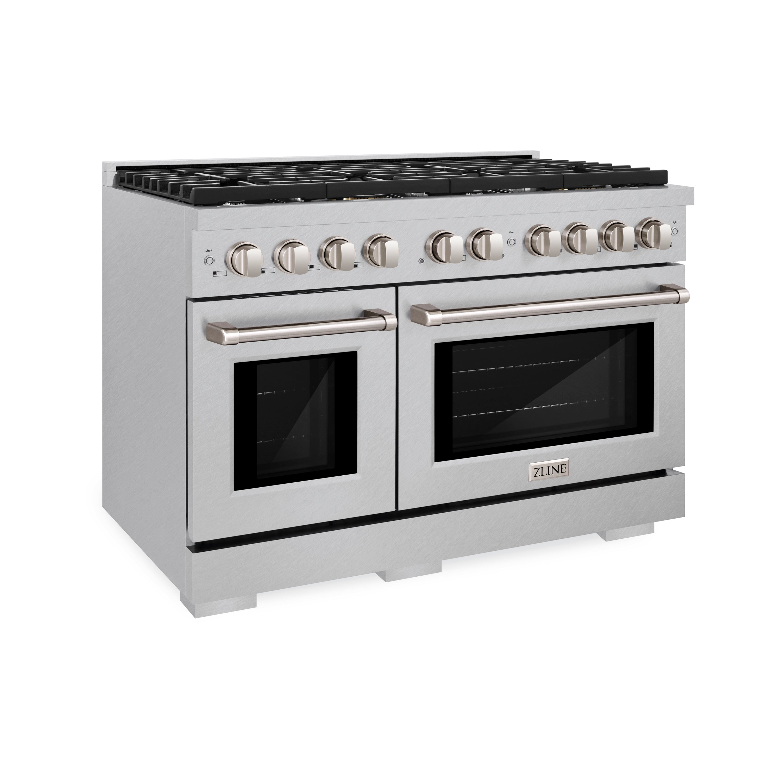 ZLINE 48 in. 6.7 cu. ft. 8 Burner Double Oven Gas Range in DuraSnow® Stainless Steel (SGRS-48)