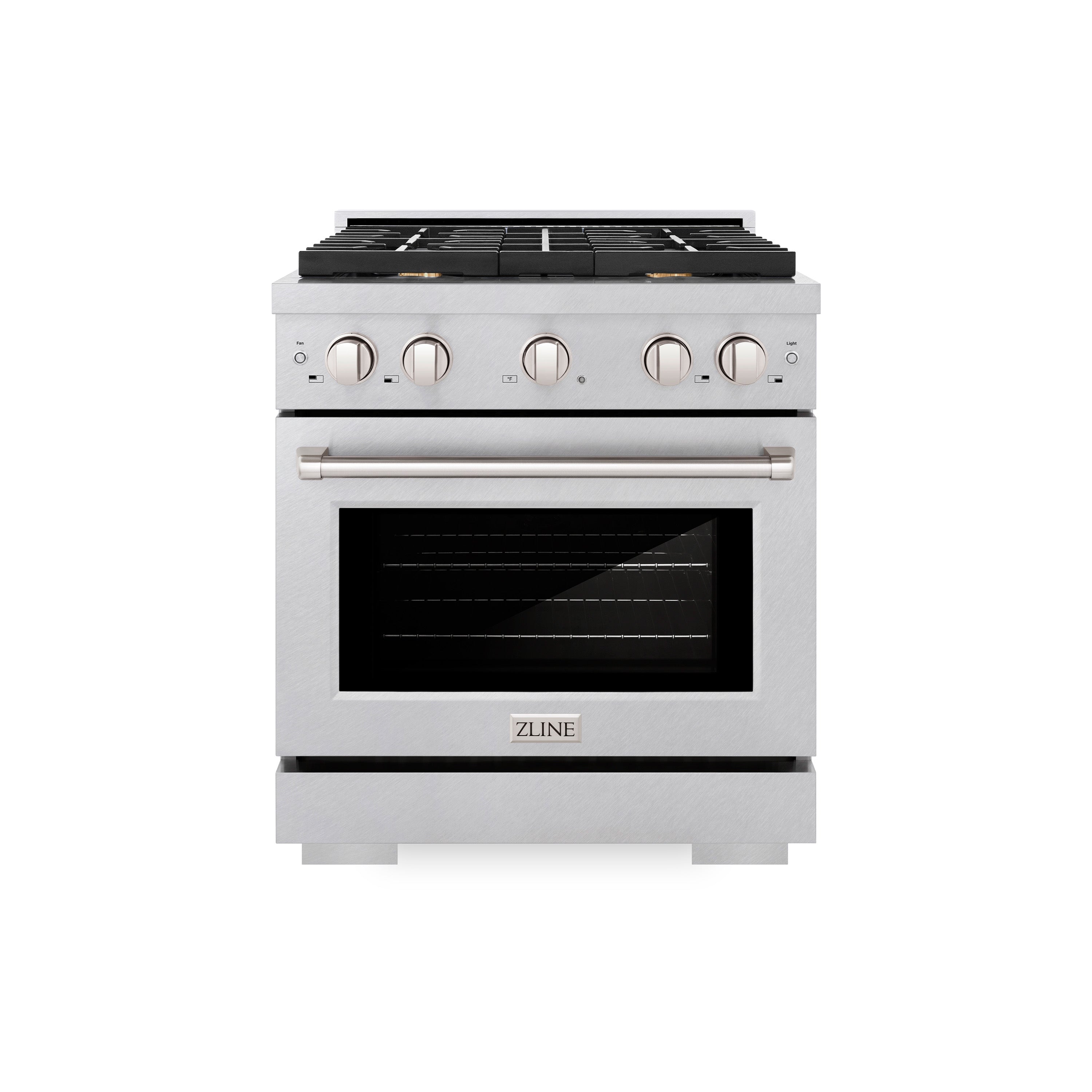 ZLINE 30 in. 4.2 cu. ft. Gas Range with Convection Gas Oven in DuraSnow® Stainless Steel with 4 Brass Burners (SGRS-BR-30)