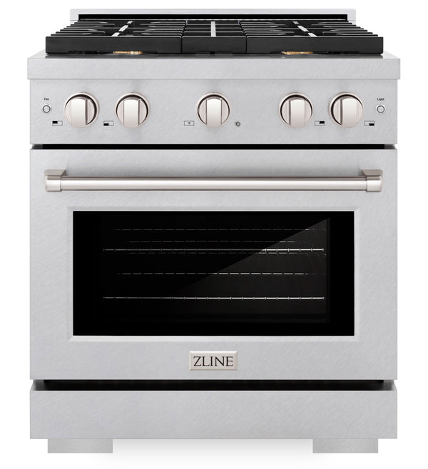ZLINE 30 in. 4.2 cu. ft. Gas Range with Convection Gas Oven in DuraSnow® Stainless Steel with 4 Brass Burners (SGRS-BR-30)