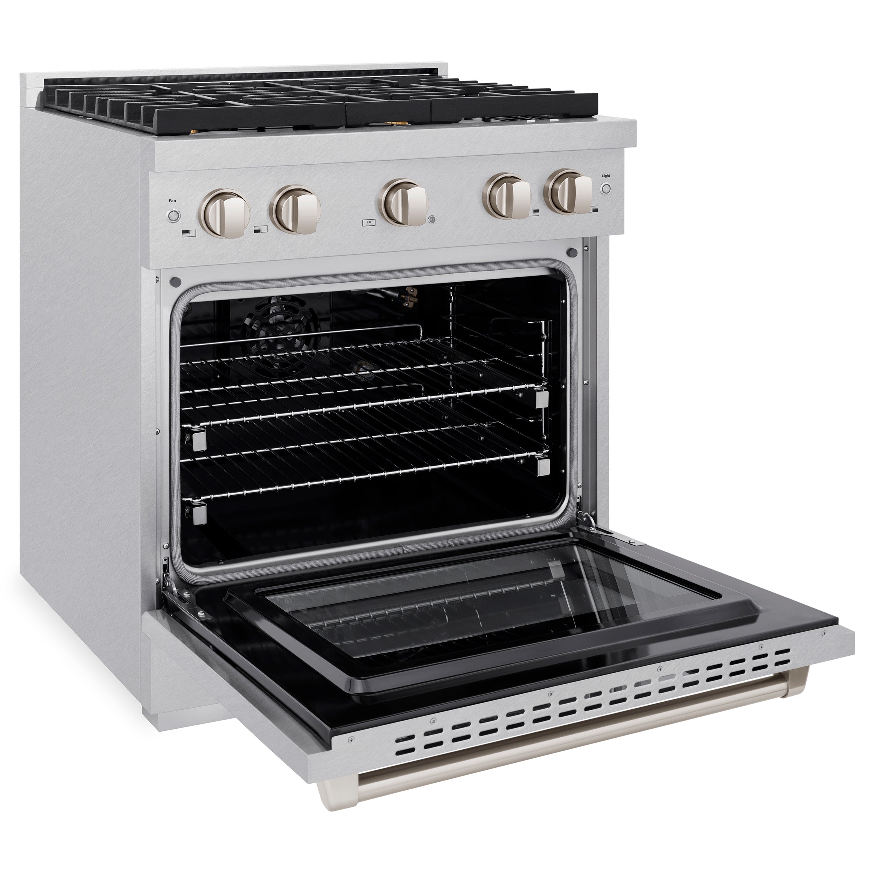 ZLINE 30 in. 4.2 cu. ft. Gas Range with Convection Gas Oven in DuraSnow® Stainless Steel with 4 Brass Burners (SGRS-BR-30)