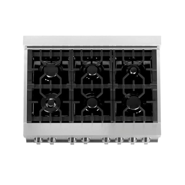 ZLINE Kitchen Package with Refrigeration, 36" Stainless Steel Dual Fuel Range, 36" Range Hood, Microwave Drawer, and 24" Tall Tub Dishwasher (5KPR-RARH36-MWDWV)