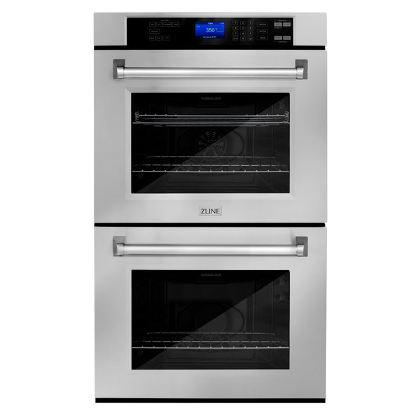 ZLINE Kitchen Package with Refrigeration, 36 in. Stainless Steel Gas Rangetop, 36 in. Convertible Vent Range Hood, 30 in. Double Wall Oven, and 24 in. Tall Tub Dishwasher (5KPR-RTRH36-AWDDWV)