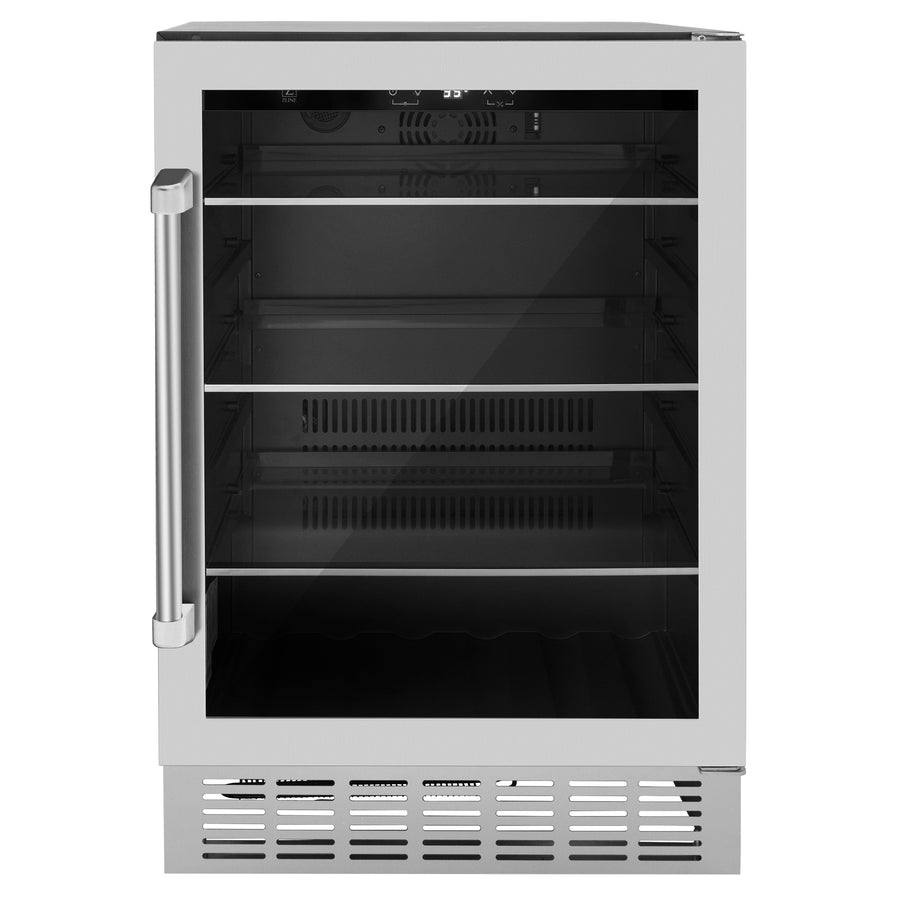 ZLINE Appliances 36" Kitchen Package with Stainless Steel Gas Range, Range Hood, Microwave Drawer, Tall Tub Dishwasher and Beverage Fridge (5KP-SGRRH36-MWDWV-RBV)