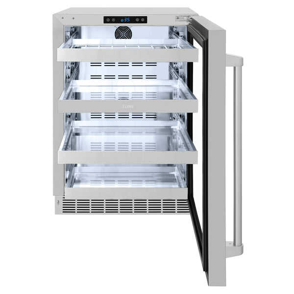 ZLINE 24 Inch Beverage Center with Stainless-Steel Glass Door (RBSO-GS-24)