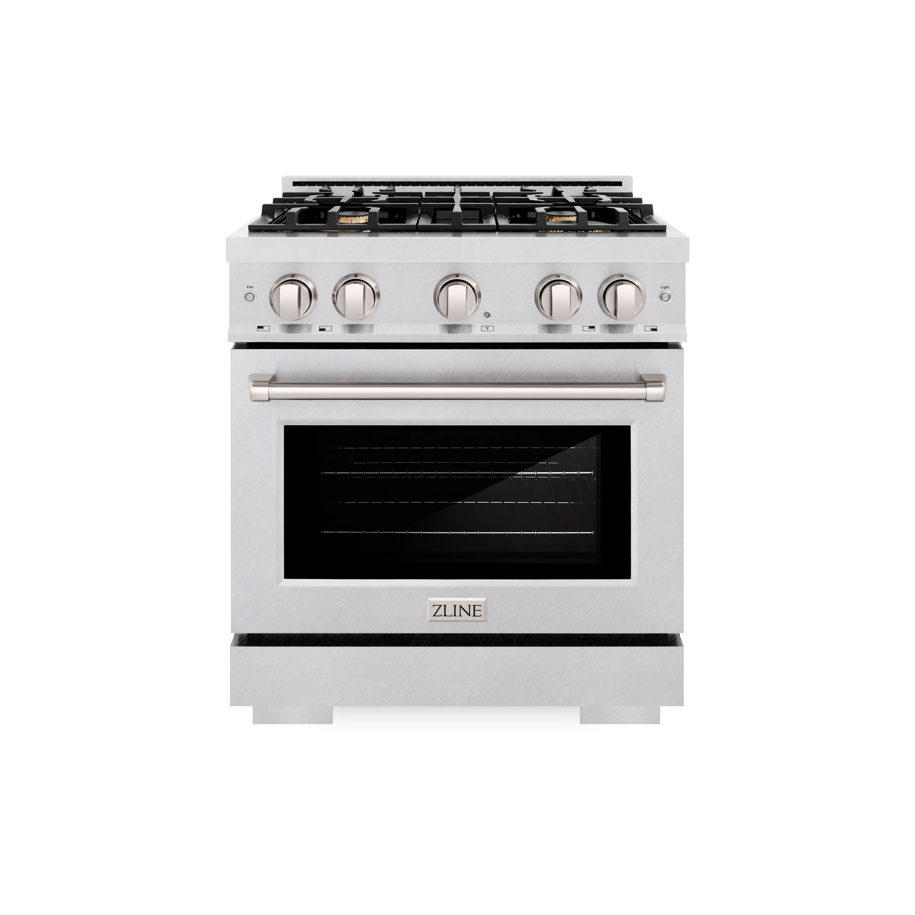 ZLINE 30 in. 4.2 cu. ft. Select Gas Range with Convection Gas Oven in DuraSnow® Stainless Steel with 4 Brass Burners (HGRS-BR-30)