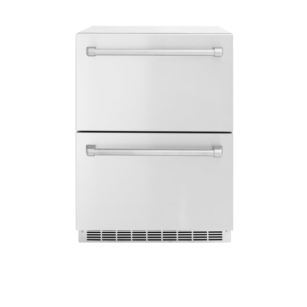 ZLINE 24 in. Touchstone 168 Can Outdoor-Rated Dual Refrigerator Drawer with Stainless Steel Doors (RDSO-ST-24)