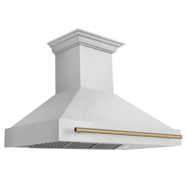 ZLINE Appliances - 2 Piece Kitchen Package - 48" Autograph Edition Stainless Steel Dual Fuel Range and Range Hood with Champagne Bronze Accents (2AKP-RARH48-CB)