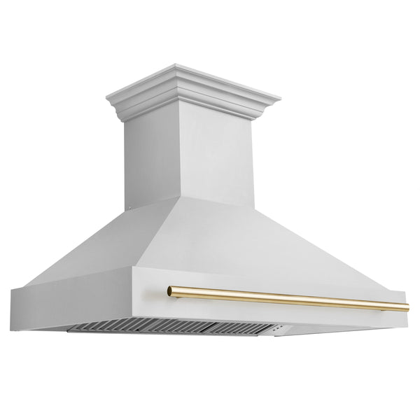 ZLINE Appliances - 2 Piece Kitchen Package - 48" Autograph Edition Stainless Steel Dual Fuel Range and Range Hood with Gold Accents (2AKP-RARH48-G)