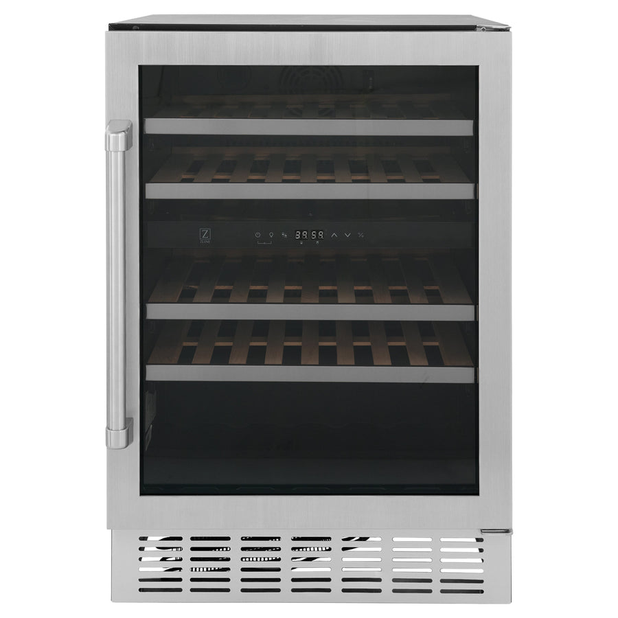 ZLINE Appliances Kitchen Package with Refrigeration, 36" Stainless Steel Gas Range, 36" Range Hood, Microwave Drawer, 24" Tall Tub Dishwasher and Wine Cooler (6KPR-SGRRH36-MWDWV-RWV)