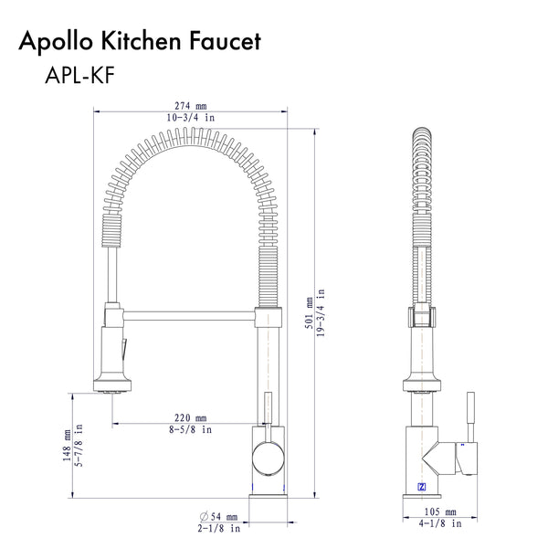 ZLINE Apollo Kitchen Faucet with Color Options (APL-KF)