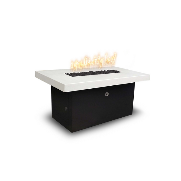 The Outdoor Plus Alberta Black & White Fire Pit - GFRC Top & Powder Coat Base