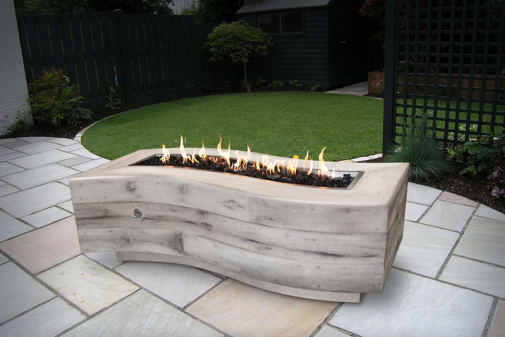 The Outdoor Plus Big Sur Wood Grain Fire Pit