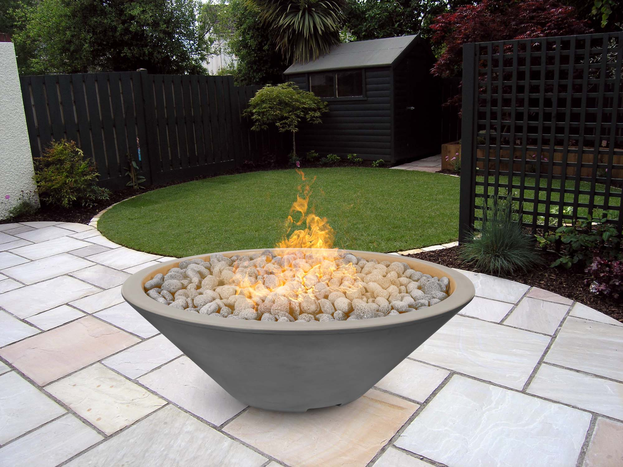 The Outdoor Plus Cazo Fire Pit - Narrow Ledge - GFR Concrete & Metal Powder Coat