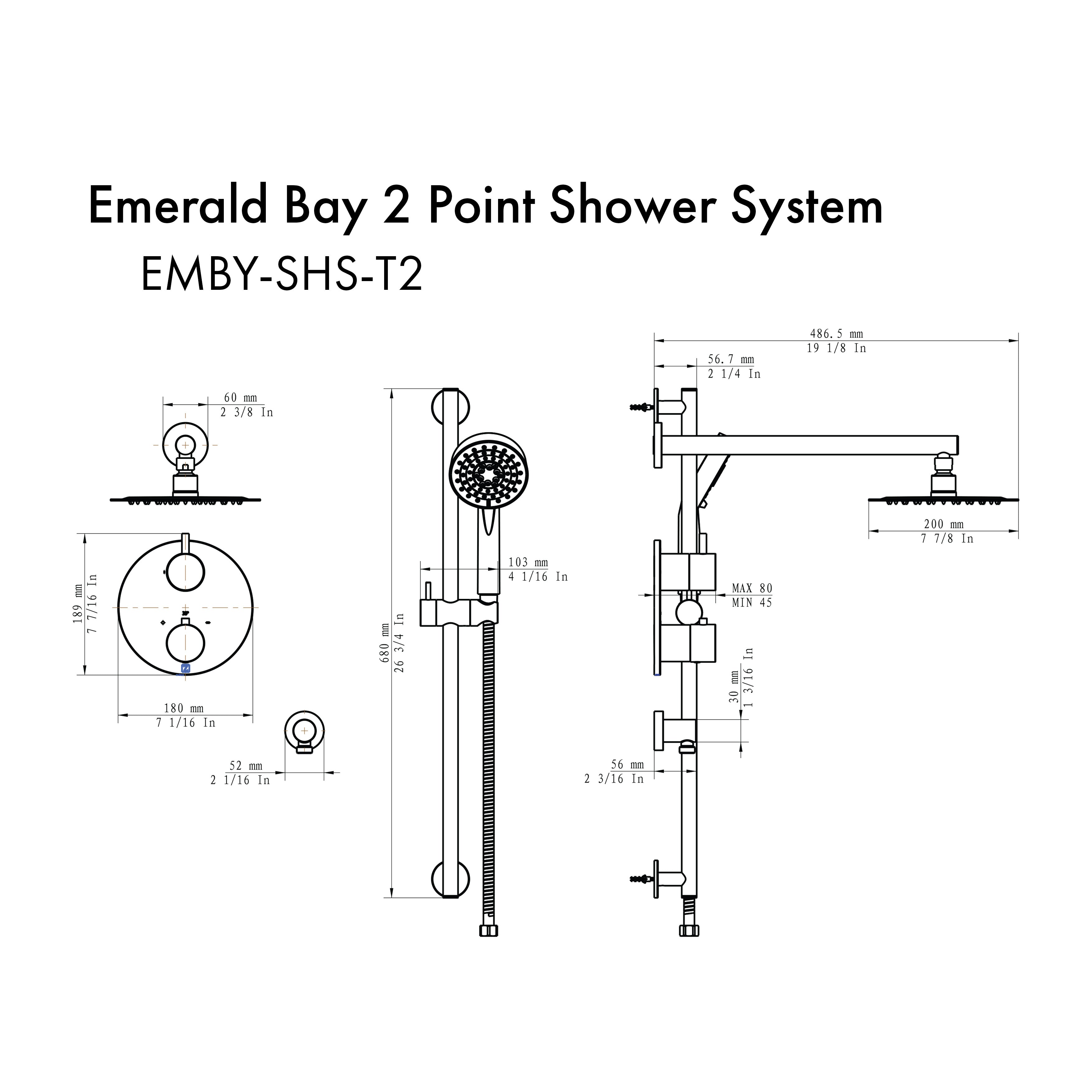 ZLINE Emerald Bay Thermostatic Shower System (EMBY-SHS-T2)