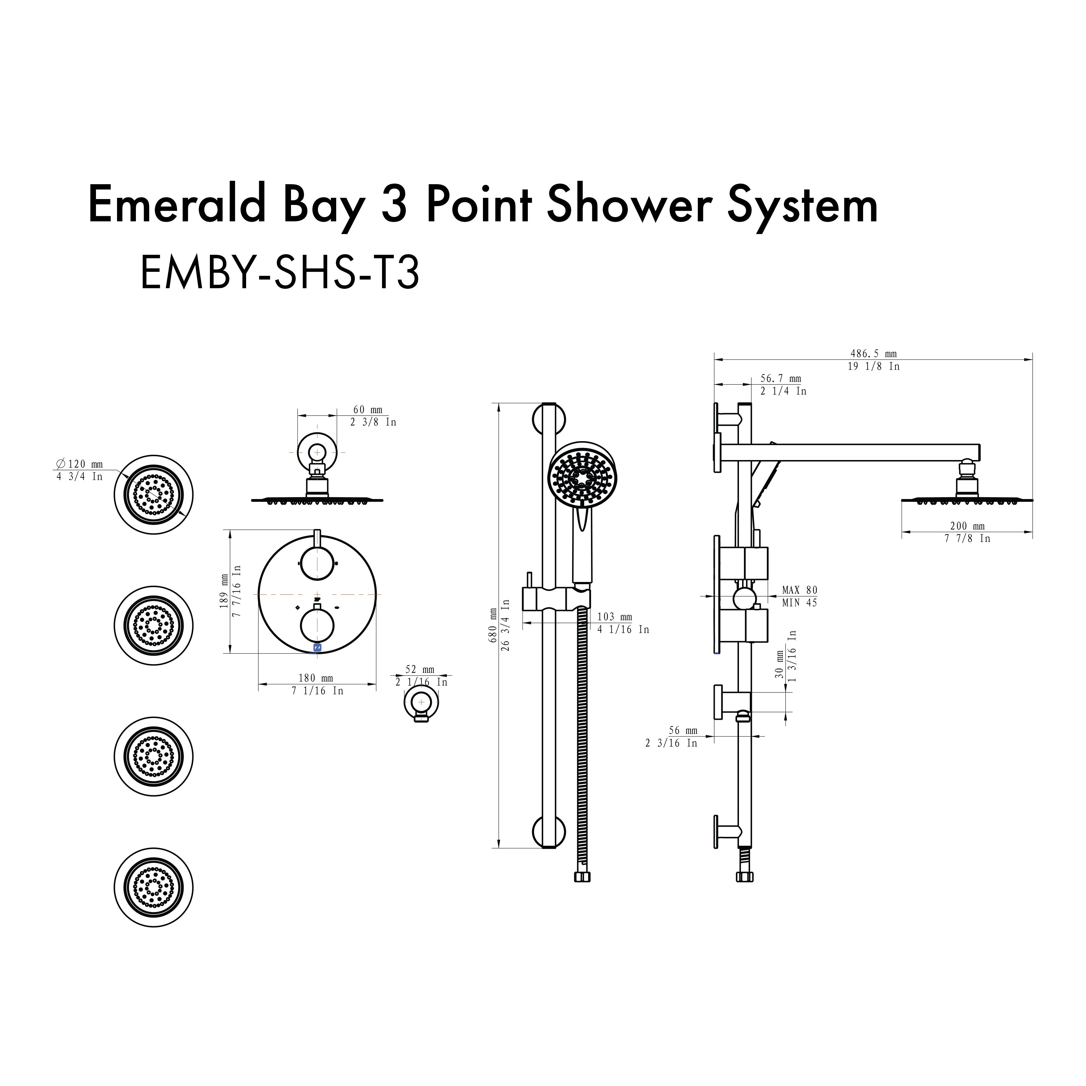 ZLINE Emerald Bay Thermostatic Shower System with Body Jets (EMBY-SHS-T3)