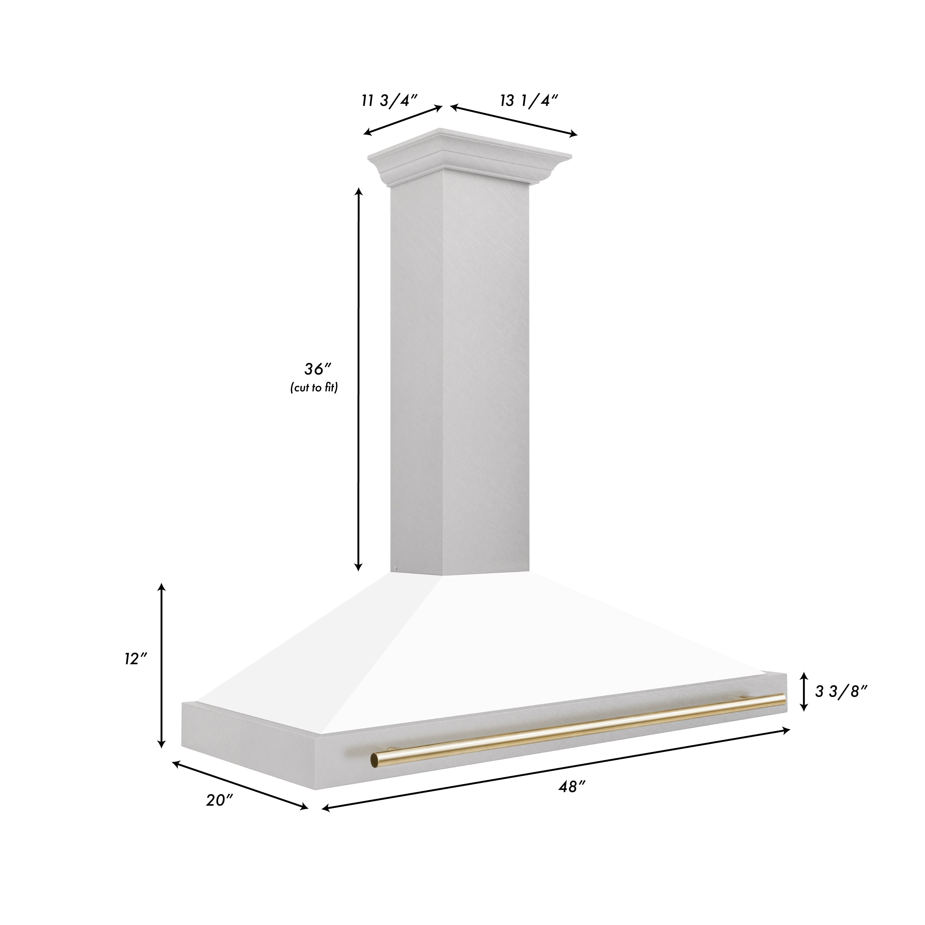 ZLINE 48 in. Autograph Edition DuraSnow Stainless Steel Range Hood with White Matte Shell and Accented Handles (KB4SNZ-WM48)