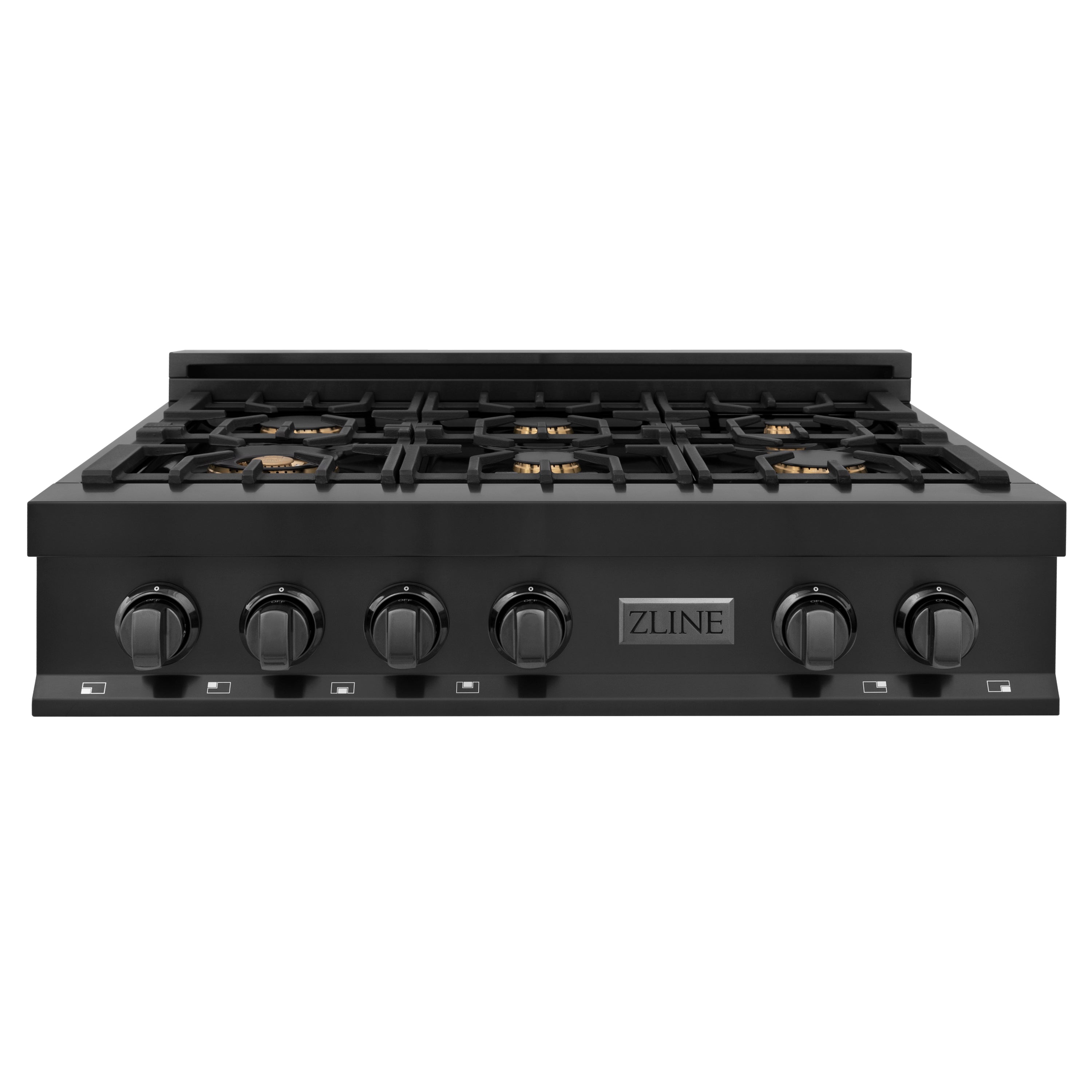 ZLINE 36" Porcelain Gas Stovetop in Black Stainless Steel with 6 Gas Burners (RTB-BR-36)