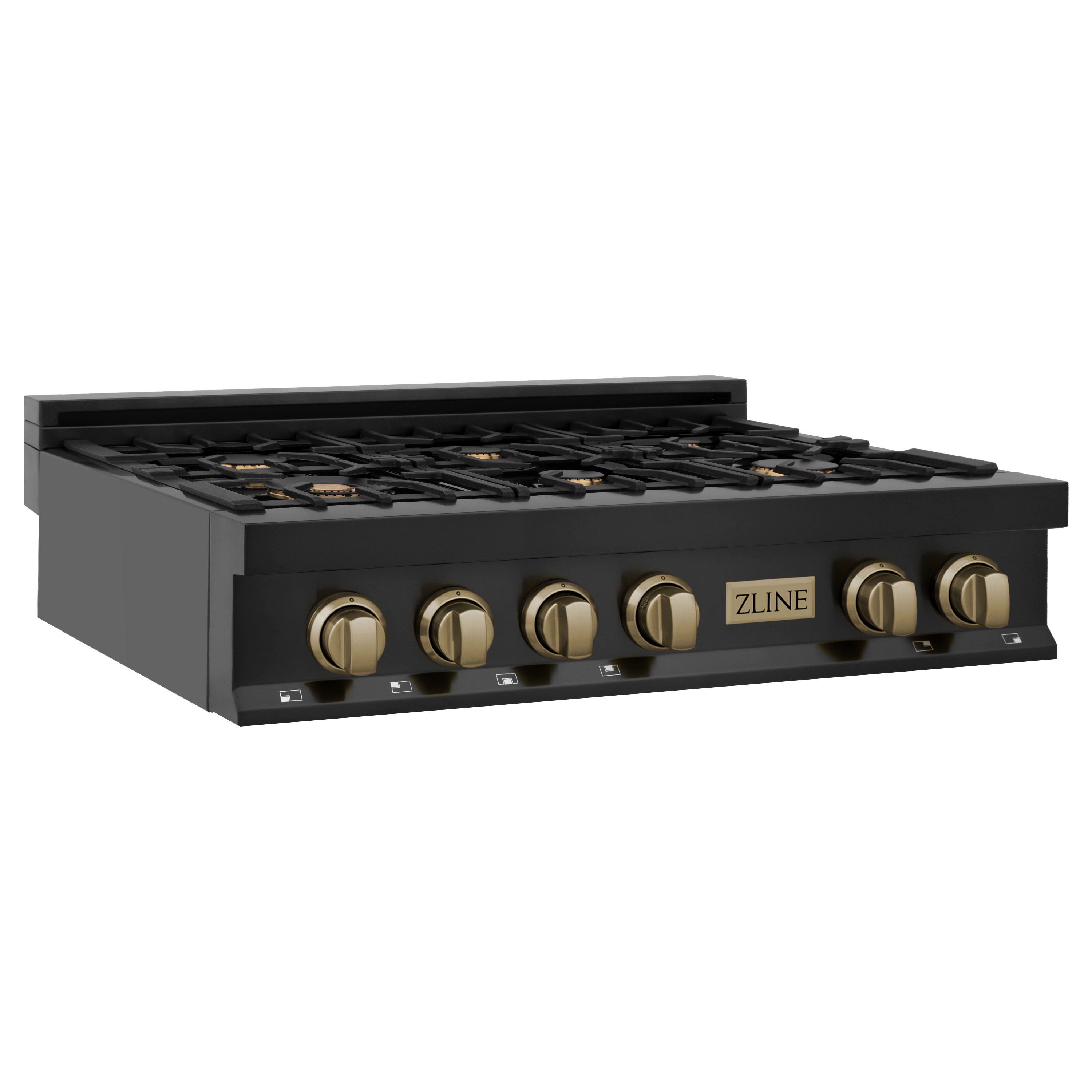 ZLINE Autograph Edition 36" Porcelain Rangetop with 6 Gas Burners in Black Stainless Steel and Accents (RTBZ-36)