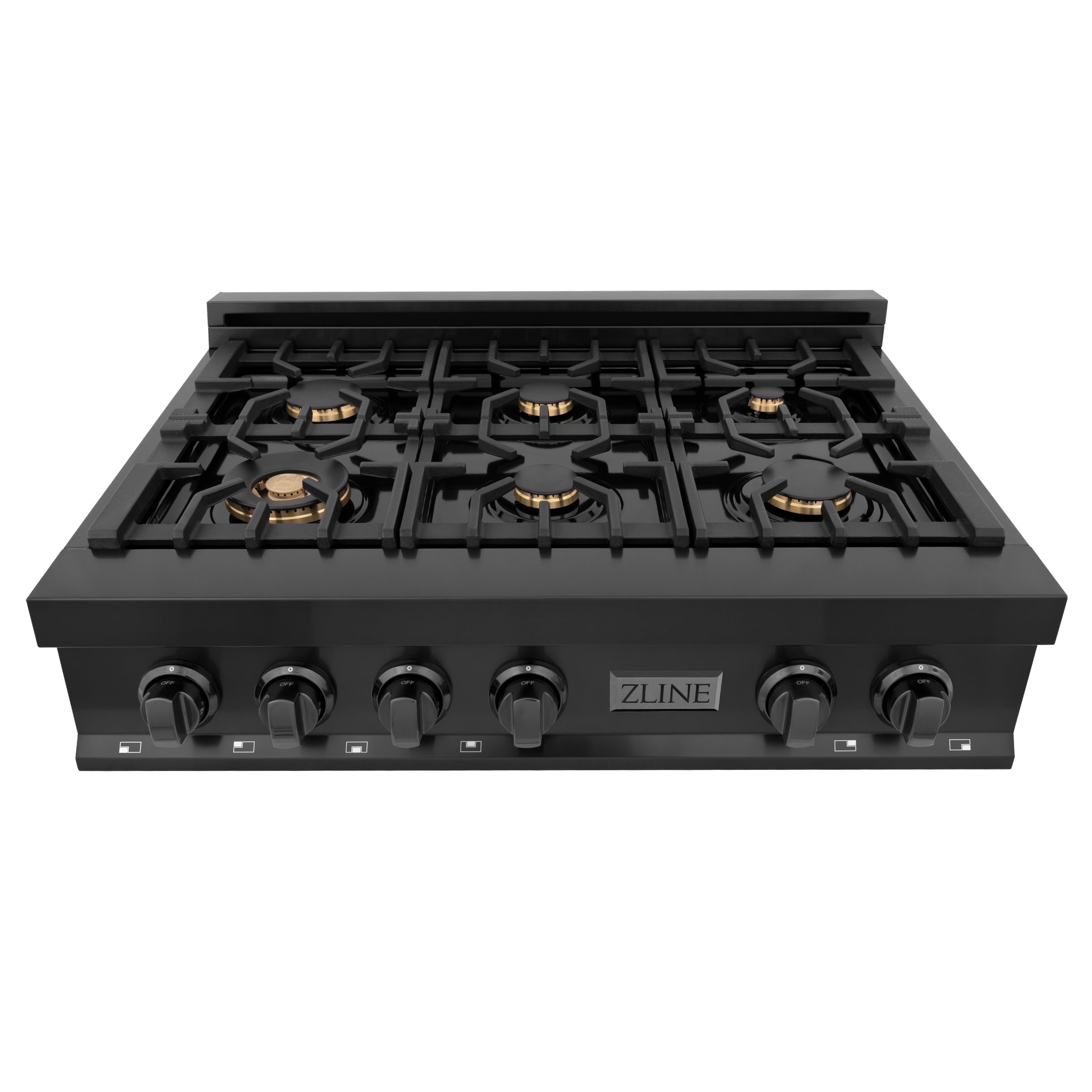 ZLINE 36" Porcelain Gas Stovetop in Black Stainless Steel with 6 Gas Burners (RTB-BR-36)