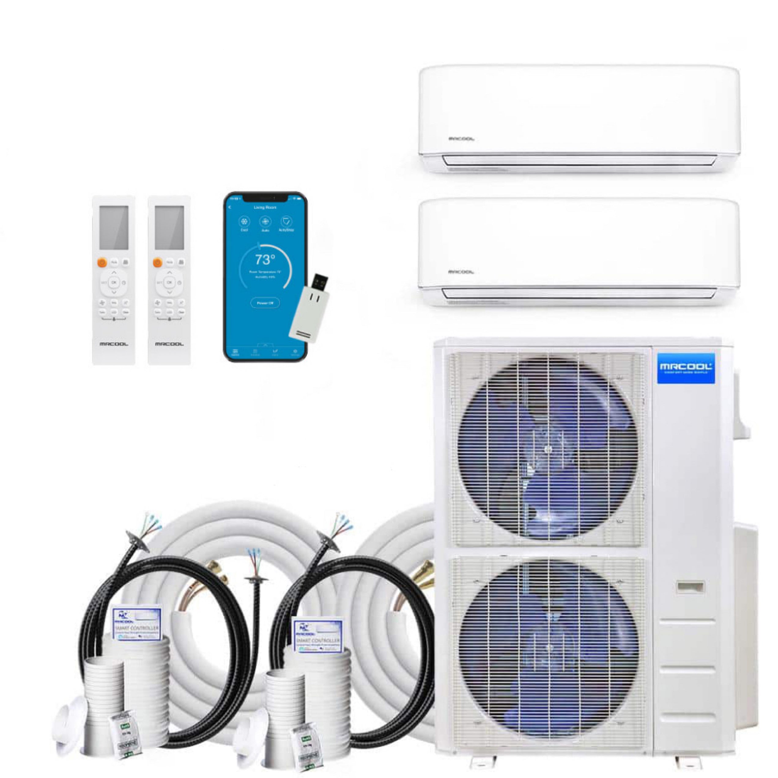 MRCOOL DIY 48,000 BTU Mini Split 2 Zone Ductless Air Conditioner & Heat Pump - 2 Rooms 2000 SQ. FT - 4th Gen - WALL MOUNTED - 12k+36k