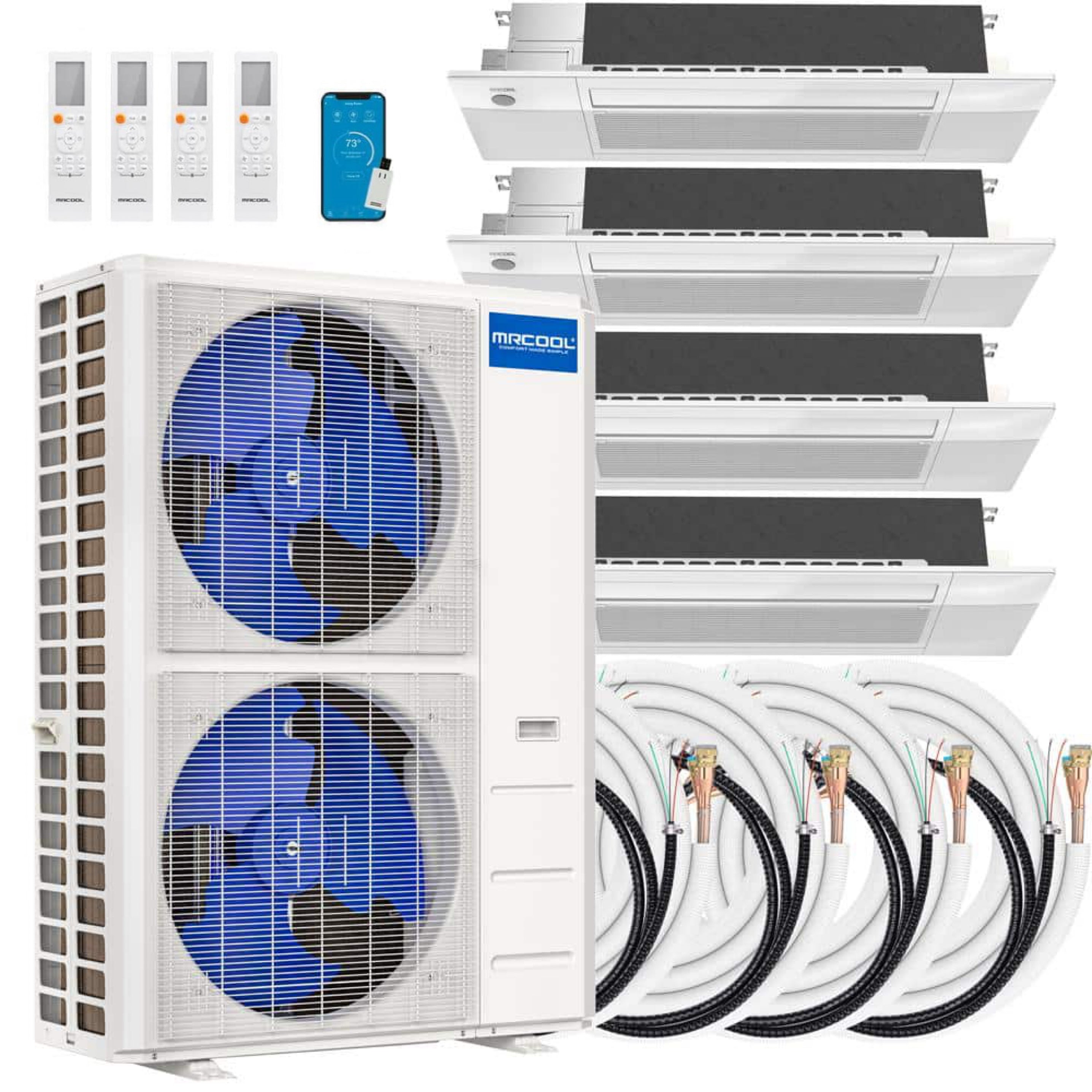 MRCOOL DIY 48,000 BTU Mini Split 4 Zone Ductless Air Conditioner & Heat Pump - 4 Rooms 2000 SQ. FT - 4th Gen - CEILING CASSETTE - 9k+9k+12k+18k