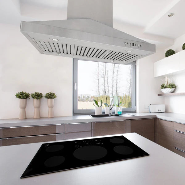 ZLINE Island Mount Range Hood in Stainless Steel with Built-in CrownSound® Bluetooth Speakers (GL1iCRN-BT)